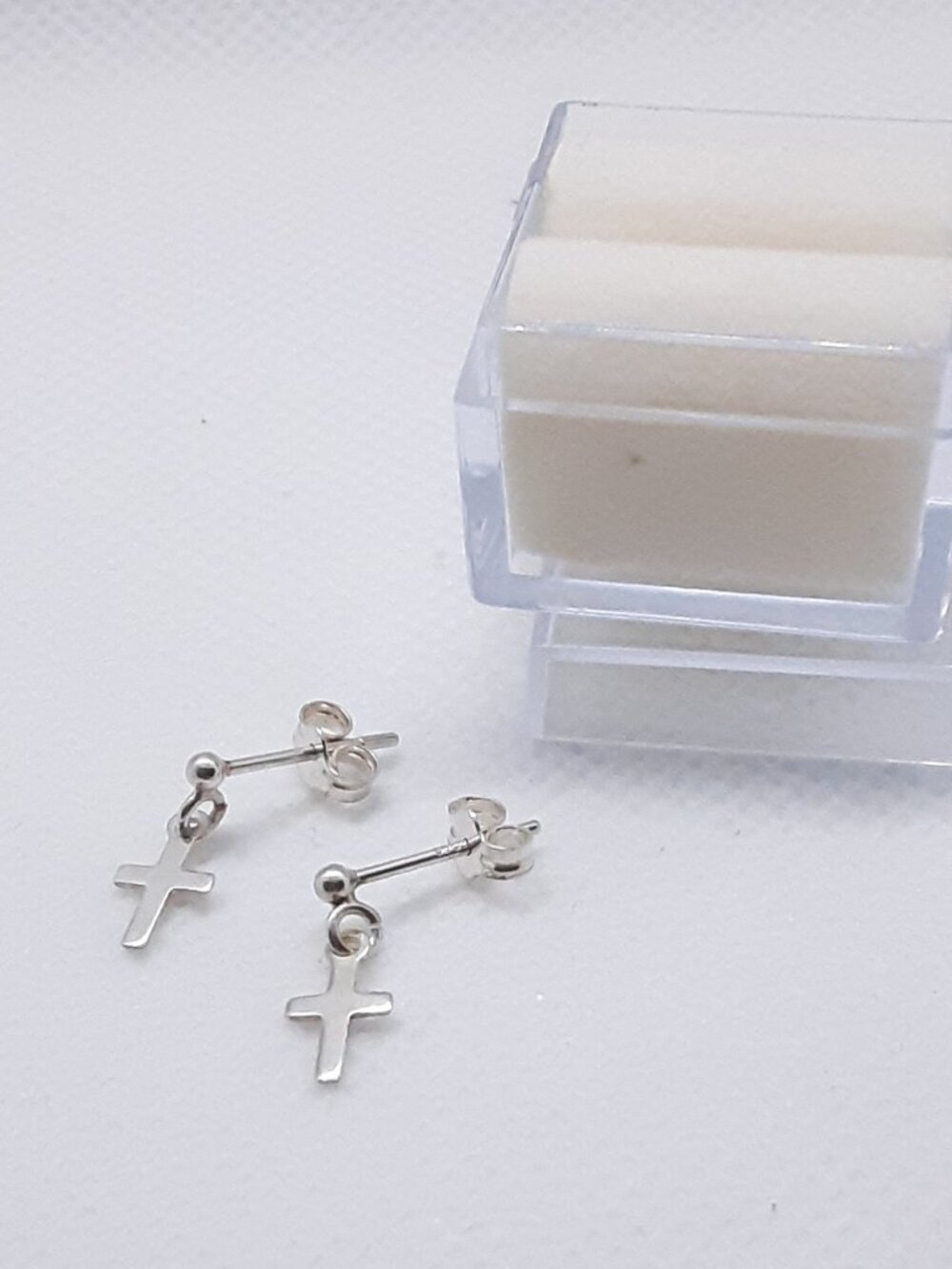 NEW Infant sterling silver cross post earrings